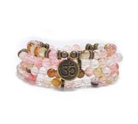 oasymala Bracciale Mala 108 Perle con Ciondolo OM in Pietra Naturale - Accessorio per Yoga e Meditazione (Watermelon Tourmaline (Tormalina Anguria))