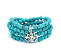 oasymala Versatile collana Mala con 108 perle di pietra con ciondolo yoga - Indossabile come braccialetto (Turchese verde (Green Turquoise))