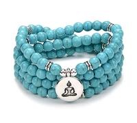 oasymala Zen Buddha Collana Mala Preghiera Pietra Perline 108 Bracciale con Yoga Portafortuna per la Meditazione (Turchese verde (Green Turquoise))