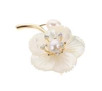 OATIPHO 1 Pezzo spilla di perle signore spilla fiore decorativo madre signora arredamento giocare adornare corpetto decorativo pettorale del festival guscio naturale Yellow