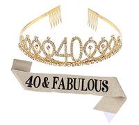 OATIPHO 1 Set Da 2 Pezzi Cintura Cerimoniale Della Cintura Di Galateo Fascia Per Festa Di Compleanno Della Regina Fascia Per Il 40° Compleanno Diadema Per Le Donne Stoffa D'oro