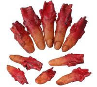 OATIPHO 10 Pezzi di Dita Mozzate Realistiche E Insanguinate, Parti del Corpo Finte in Lattice Inodore a Grandezza Naturale per Decorazioni di Halloween, Zombie, Vampiri E Case Infestate.