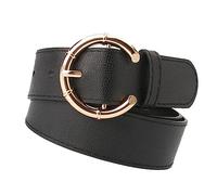 OATIPHO 1pezzi Cintura in Pelle Pu Nera Fibbia Rotonda Larga e Lunga Cintura Da Donna Solida e Elegante Per Abiti e Accessori