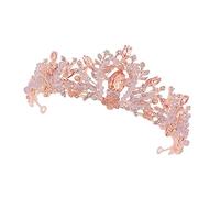OATIPHO 1pezzi Corona di Cristallo per Sposa Accessorio per Capelli Nuziale Tiara Elegante Decorazioni di Cristalli Adatta Donne e Ragazze per Matrimonio e Cerimonia Diamante Rosa