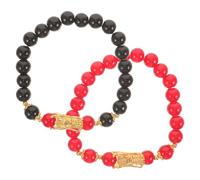 OATIPHO 2 Pezzi Bracciali Dragone Cinesi Rosso Nero Vintage Moda Gioielli per Ragazze e Fidanzate Regalo Elegante per Capodanno e Occasioni Speciali