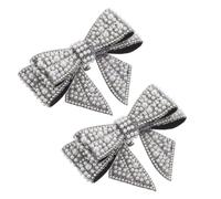 OATIPHO 2 Pezzi Di Ciondoli Per Scarpe Con Fiocco: Decorazioni Di Con Strass E Perle Finte - Design Rimovibile Con Clip Per Scarpe Da Sposa - Accessori Fai Da Te Per La Sposa