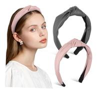 OATIPHO 2 Pezzi Fascia Per Signora Superiore Annata Acconciatura Elegante Fascia Annodata Nodo Retrò Fasce Per Le Donne Antiscivolo Di Classe Fasce Per Ragazze Treccia Largo Pu