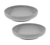 OATIPHO 2 pezzi Piatto Antiscivolo Silicone Per Seniors E Disabili Piastra Antiversamento Con Ventosa Per Pasti Autonomi Grigio Scuro