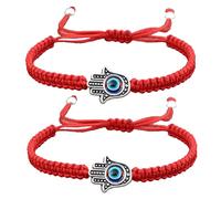 OATIPHO 2Pezzi Braccialetti Intrecciati Regolabili con Charm Accessorio Protettivo per Evitare Malocchio per Partner