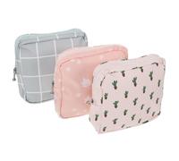 OATIPHO 3 Set Pochette Chic Per Assorbenti Femminili Borse Stoccaggio Moda Blu Rosa Con Foglie Cactus Pratiche E Compatte Per Viaggi E Uso 3 Pezzi * 3