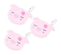 OATIPHO 3pezzi Borsa Portachiavi Peluche Rosa Forma Di Maialino Da Portamonete Piccolo Design Elegante e Leggero Per Uso Quotidiano e Viaggi