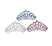 OATIPHO 3pezzi Pettine Corona Per Ragazzo Ragazza Corona Per Bambine Fascia Per Cristalli e Argentati Pettine Da in Blu e Rosa Copricapo e Per Compleanni e Speciali