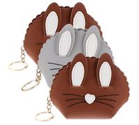 OATIPHO 3pezzi Portamonete Con Orecchie Di Coniglio Portafoglio Pu Per Monete Chiavi e Piccoli Oggetti Design Carino e Adatto Per Viaggi e Uso Quotidiano