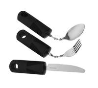 OATIPHO 3pezzi Posate in Acciaio Con Cucchiaio e Forchetta Adattabili Design Anti-vibrazione Per Anziani e Adulti Con Problemi Di Presa