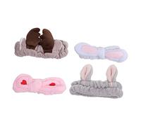 OATIPHO 4 Pezzi Fascia Trucco Elastico con Orecchie Coniglio e Cuore Morbida e Traspirante per Lavaggio Viso e Doccia Donna e Ragazza