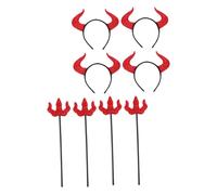 OATIPHO 4 set Fasce Diavolo Halloween con Corna e Forchetta Cerchietti Cosplay per e Accessori Costume Diavolo per Adulti