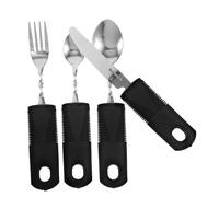 OATIPHO 4pezzi Utensili Da Cucina Acciaio Inossidabile Per Anziani Posate Adattive Antishake Con Manico Antiscivolo Coltello Forchetta e Cucchiaio Pieghevoli Per Adulti Disabili
