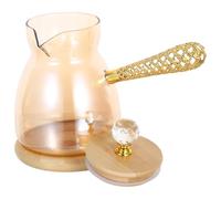 OATIPHO Caffettiera Turca in Vetro 550Ml con Manico lungo Dorato Cezve per Caffè Arabo e Greco Bollitore Manuale per Preparazione Tradizionale Accessorio per Caffè e Tè per Riunioni e