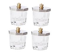 OATIPHO Ciotole per Nail Art in Cristallo Coperchio in Acciaio Inox 4 Pezzi, Contenitori per Liquidi Acrilici Unghie, Miscelatori per Manicure Professionale e Uso Domestico