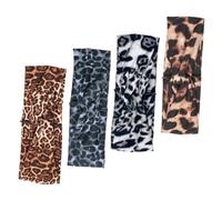 OATIPHO Fascia per Chioma Donna Stampa Leopardo, 4 Pezzi Fasce Elastiche Morbide per Sport, Make Up e Pulizia del Viso Stili multipli