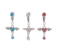 OATIPHO Finto Piercing Ombelico a Forma di Cuore Cristalli Clip senza Piercing Set da 3 Pezzi Decorazioni Angeliche Scintillanti Gioielli Leggeri per Ombelico da Donna per Feste e Uso