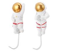 OATIPHO Ganci Astronauta Adesivi da Parete 2 Pezzi in Resina Bianco Design Autoadesivo e Stabile per Appendiabiti e Organizzazione Casa
