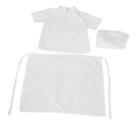 OATIPHO Grembiule e Cappello da Chef per Costume Cuoco per Ragazzi e Ragazze Grembiule Bianco Manica Lunga in Protezione da Macchie per Cucina e Pittura Adatto Feste e Scuola