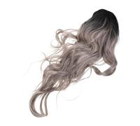 OATIPHO Grey Long Wavy Synthetic Wig For Women Heat Resistant Curly Gradient Hair With Adjustable Cap Natural Look For Party Cosplay And Daily Wear
