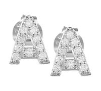 OATIPHO Orecchini a Bottone Lettera a in Metallo con Pietre Brillanti Piccoli Gioielli per le Orecchie da Donna Resistenti e Anallergici Adatti per Compleanni Matrimoni e Uso