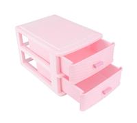 OATIPHO Scatola Portaoggetti a Cassetto in Plastica Rosa a 2 Strati, Mobiletto Multistrato per Trucco e Gioielli, Organizer da Scrivania per Studenti e Dormitori