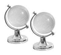 OATIPHO Set 2 Pezzi Mappamondo di Cristallo Trasparente da Scrivania, Globo Sferico Decorativo in Vetro per Ufficio, Studio e Casa, Miniatura Mappa del Mondo Design Artigianale