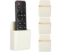 OATIPHO Supporto Porta Telecomando da Parete Adesivo 4 Pezzi in Abs Beige, Organizer Multifunzionale per Telecomandi, Controller Aria Condizionata, Penne e Piccoli Oggetti, Salvaspazio