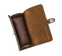 OATIPHO Vintage Slot Round Watch Box Cowhide Leather Portable Organizer for Watches and Jewelry and Stylish Design for Couples