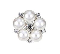 oAtm0eB legante spilla da donna, alla moda, con strass lucidi e perle finte, mini spilla a forma di fiore, accessorio per gioielli da sposa, colore bianco