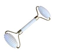 oAtm0eBcl Rullo di giada per terapia e raschiatura Gua Sha, rullo a doppia testa in finta giada per collo, strumento dimagrante per massaggio facciale, colore bianco