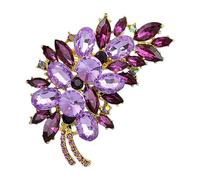 oAtm0eBcl Spilla elegante con glitter, spilla vintage con strass luccicanti, a forma di piuma, spilla per banchetto, spilla da donna, dorata e viola