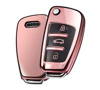 OATSBASF Cover chiave per auto compatibile con Audi A1 A3 A4 A6 Q3 Q5 Q7 S3 R8 TT Custodia Portachiavi 3 Pulsanti (Oro rosa)