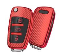 OATSBASF Cover chiave per auto compatibile con Audi A1 A3 A4 A6 Q3 Q5 Q7 S3 R8 TT Custodia Portachiavi 3 Pulsanti (Rosso-Stripe)