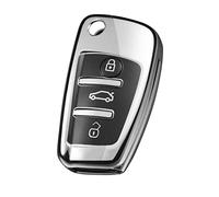 OATSBASF Cover chiave per auto compatibile con Audi A1 A3 A4 A6 Q3 Q5 Q7 S3 R8 TT Custodia Portachiavi 3 Pulsanti (Argento)