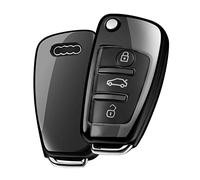 OATSBASF Cover Chiave per Auto Compatibile con Audi A1 A3 A4 A6 Q3 Q5 Q7 S3 R8 TT Custodia Portachiavi 3 Pulsanti (Nero)