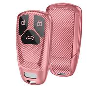 OATSBASF Cover chiave per auto compatibile con Audi A4L A6L A8 Q5 Q7 TTS TT, Cover Chiave in TPU per sedile a 3 pulsanti (Rosa-Strisce)