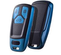 OATSBASF Cover per chiave auto compatibile con Audi A4L A6L A8 Q5 Q7 TTS TT Custodia in pelle TPU a 3 pulsanti (pelle blu)