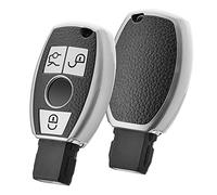 OATSBASF Cover per chiave auto, per Mercedes Benz W204 W211, 2-3 tasti Keyless A B C E Class (argento)