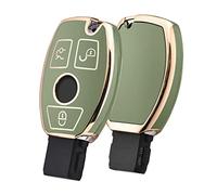 OATSBASF Cover per chiave auto, per Mercedes Benz W204 W211, 2-3 tasti Keyless A B C E Class (bordo dorato)