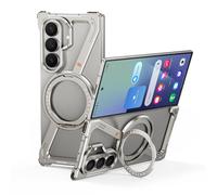 OATSBASF Custodia minimalista per Samsung Galaxy Z Fold 7, rotazione a 360° con cavalletto in alluminio e metallo, design senza cornice, custodia protettiva antiurto (titanio naturale)