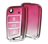 OATSBASF Custodia per chiave auto, compatibile con VW Golf 7, gradiente TPU per VW Polo, Skoda, Tiguan, MK7 3 tasti (gradiente rosa)