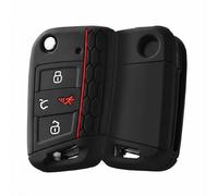 OATSBASF Custodia per chiave auto e custodia per chiave auto per VW Golf 7, Polo/Tiguan MK7, Skoda, protezione in silicone premium, ammortizzante, antiscivolo e igienica (nero, 4 pulsanti)
