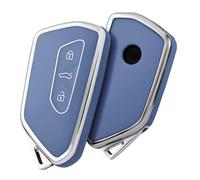 OATSBASF Custodia per chiave auto per VW, in silicone TPU, compatibile con Golf 8, ID3, ID4, GTI, GTE, Seat Leon MK4, Tarraco, Ateca e Skoda Octavia (bordo argento, grigio)