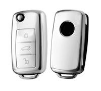 OATSBASF Custodia per chiave auto, VW, VW Golf, custodia per chiavi per VW Polo Passat Skoda Seat 3 tasti (LS, argento)