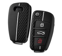 OATSBASF Custodia per chiave dell'auto, compatibile con Audi A1 A3 A4 A6 Q3 Q5 Q7 S3 R8 TT Silicone Portachiavi Cover Accessori Auto (linea Bianca)